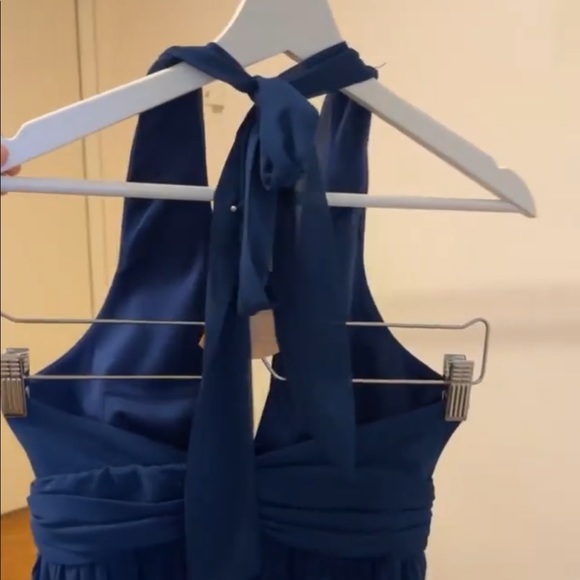 RARE Lulu's Stop and Stare Navy Blue Halter Maxi Dress - Picture 7 of 8